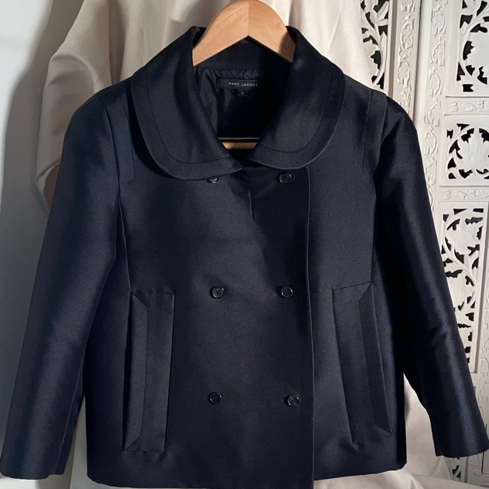Marc Jacobs thick Black Double-Breasted Pea Coat. - Picture 1 of 11
